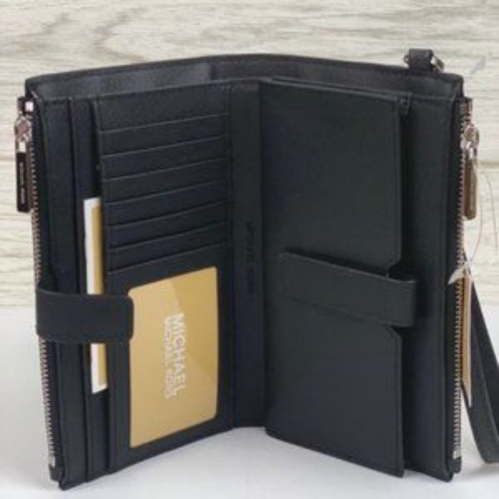 ❤️Michael Kors DoubleZip Wallet Wristlet Sig Black - Picture 3 of 8